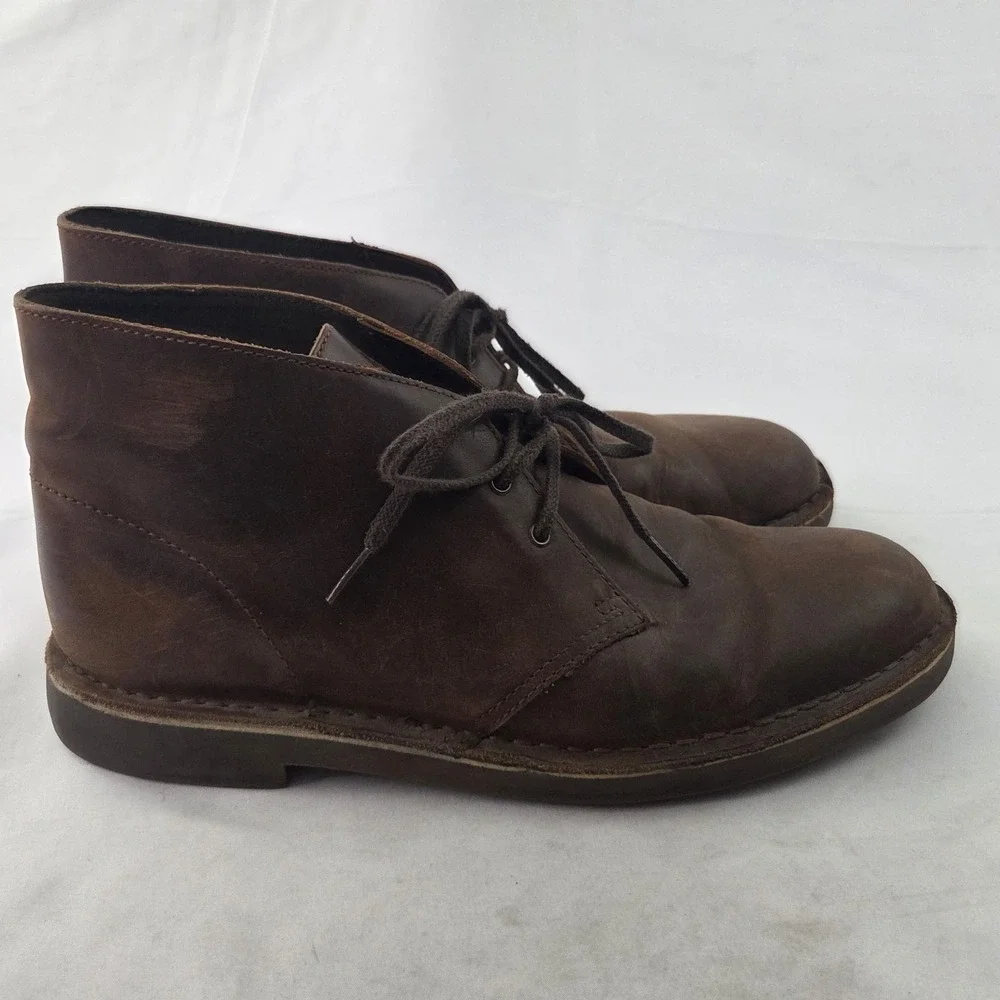 Clarks Desert Boots Mens 11.5 Brown Leather Chukka Lace Up Smart Casual Workwear